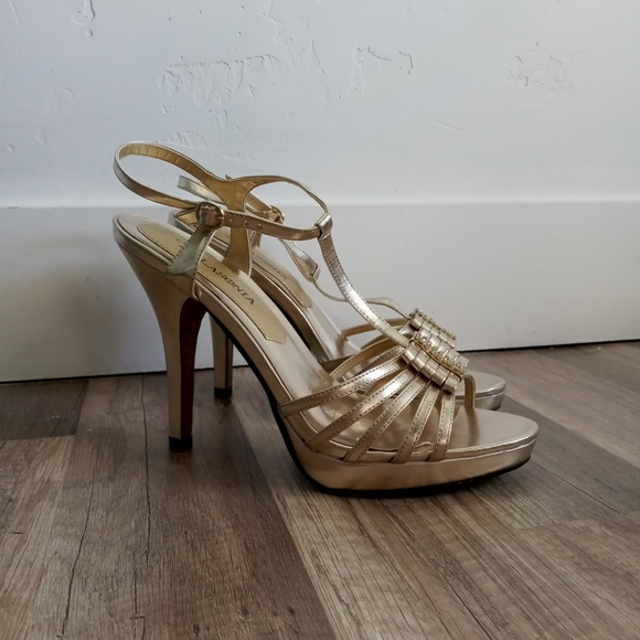 Lasonia Shoes - Strappy Gold Heels